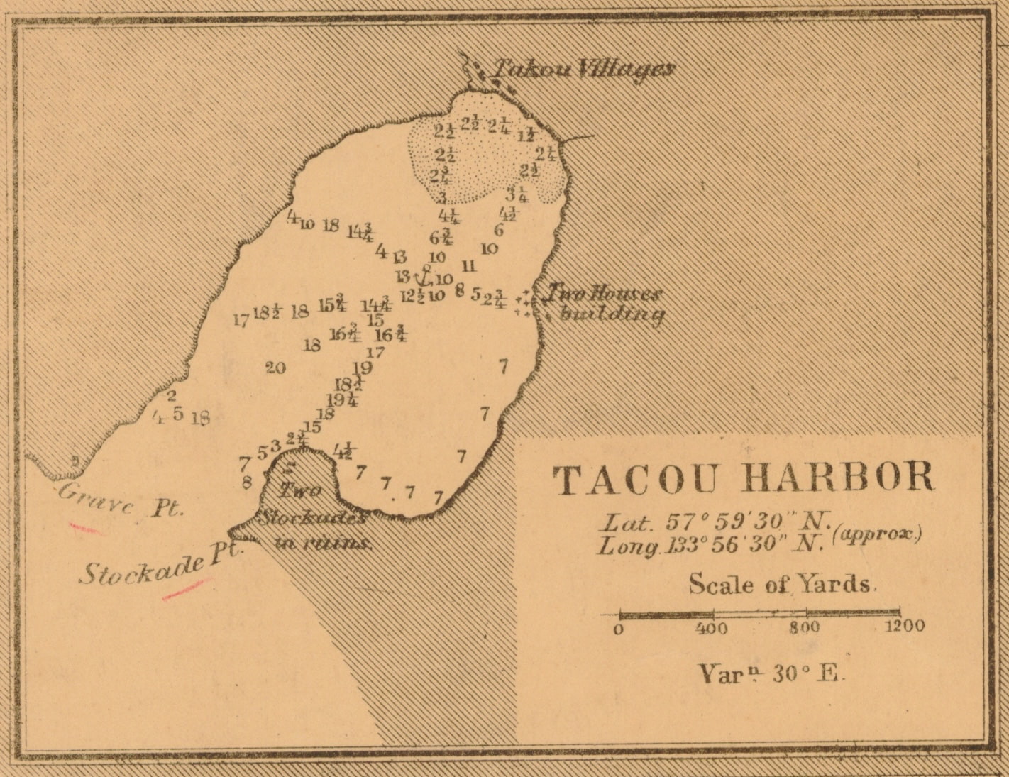 1868 U.S. Navy chart of Taku Harbor surveyed by Commander R. W. Meade, USN